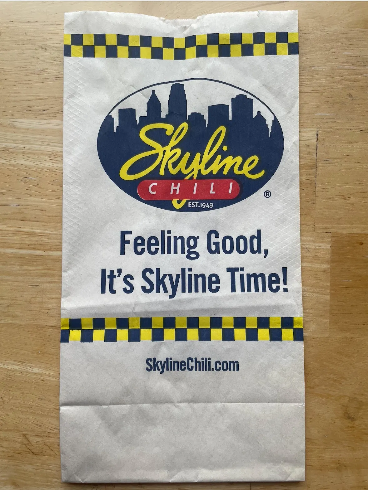 The paper Skyline Chili bag from Jason and Herbie's last meal together
